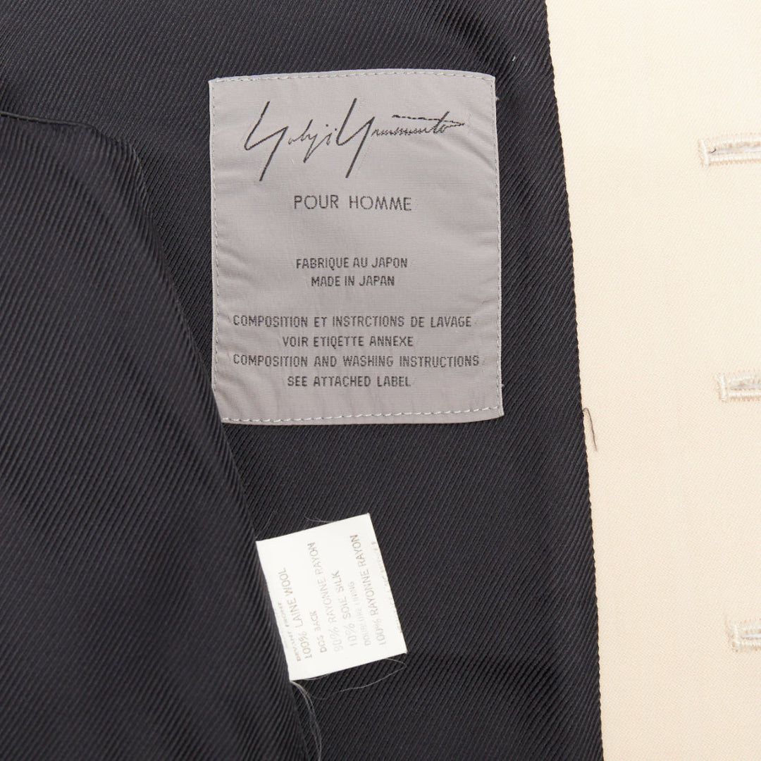 YOHJI YAMAMOTO HOMME beige wool front black silk blend back waist coat