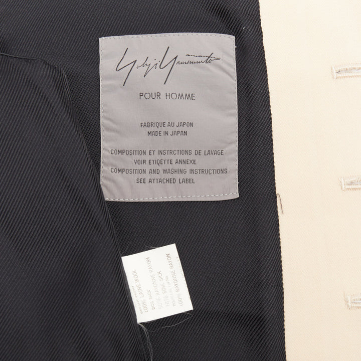 YOHJI YAMAMOTO HOMME beige wool front black silk blend back waist coat