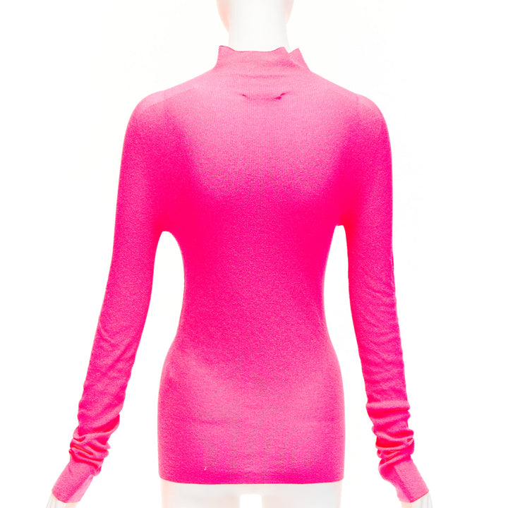 OLD CELINE Phoebe Philo neon pink polyamide minimal long sleeve top S