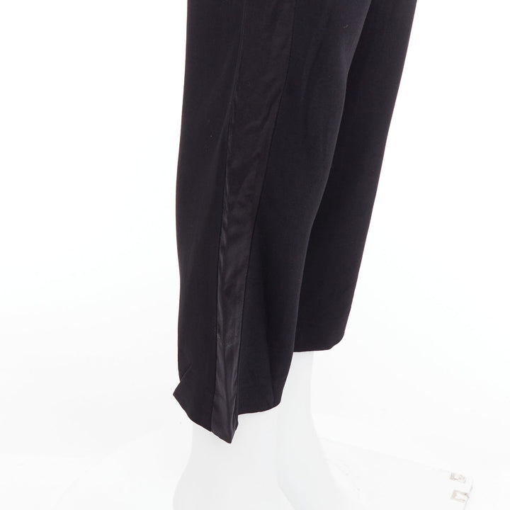 GIVENCHY black star applique silk trim flare cropped trousers FR34 XS