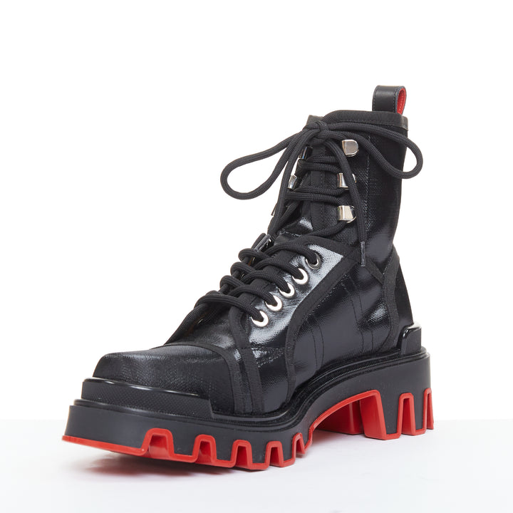 CHRISTIAN LOUBOUTIN Panaroot Dune 40 black canvas platform ankle boots EU43 US10