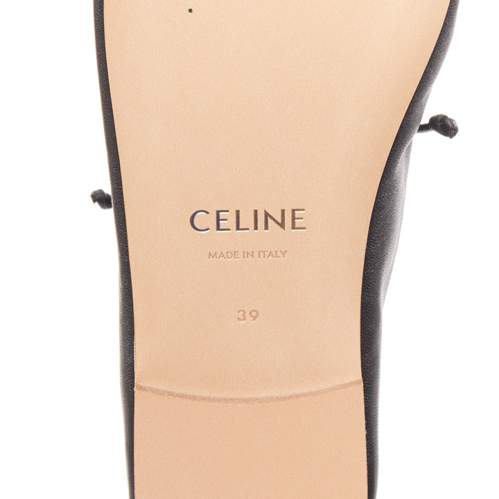 CELINE Lise Triomphe Richelieu black smooth perforated flat sole loafers EU39
