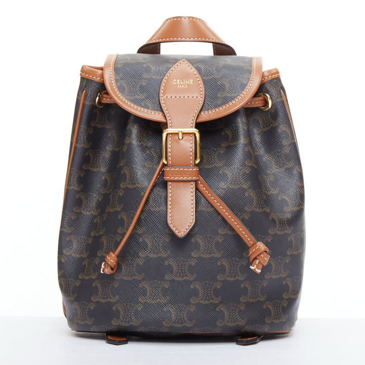 CELINE Folco brown triomphe monogram canvas mini backpack