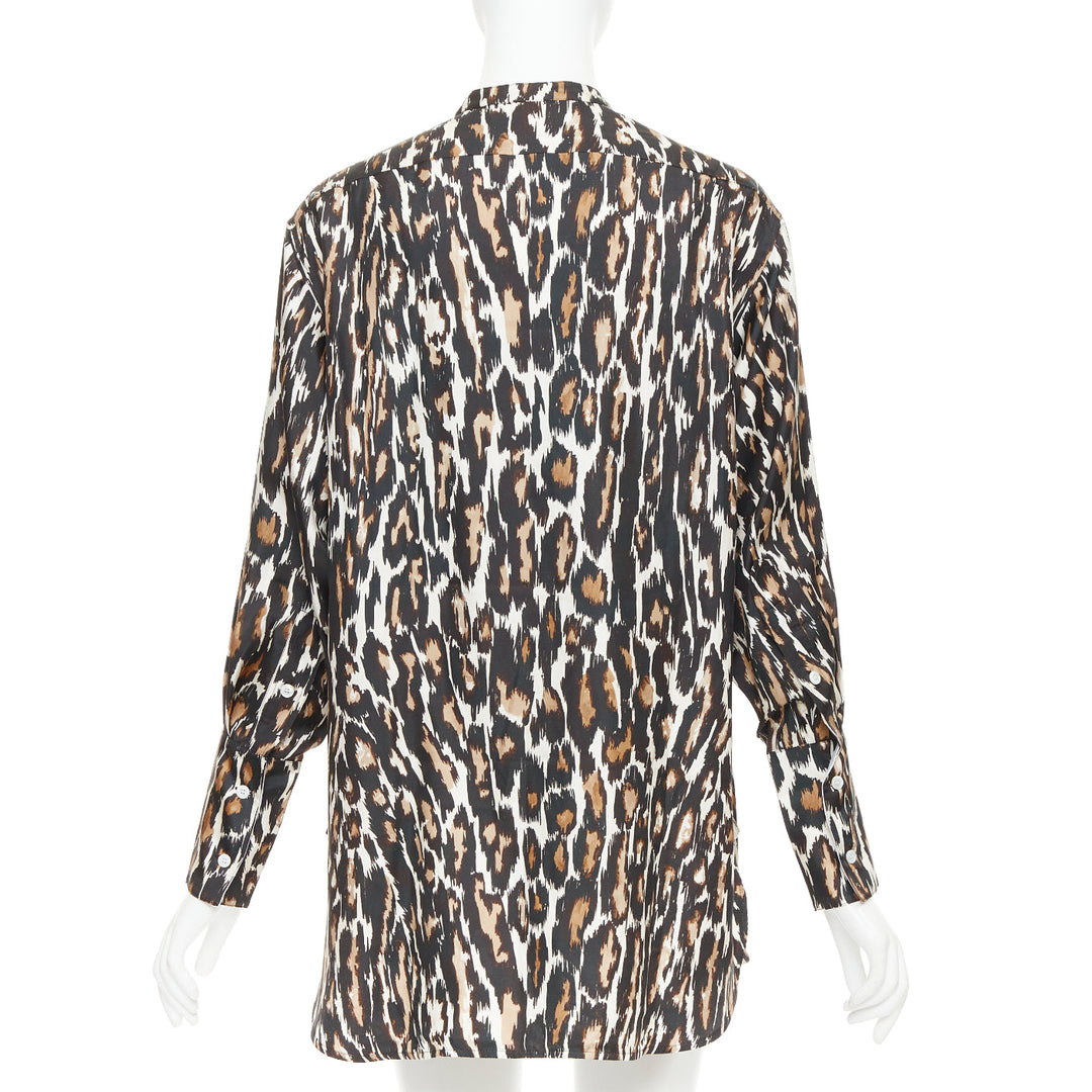 CALVIN KLEIN 205W39NYC Raf Simons silk  brown black leopard print shirt US0 XS