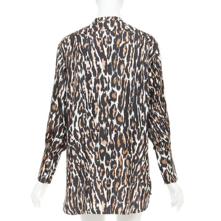 CALVIN KLEIN 205W39NYC Raf Simons silk  brown black leopard print shirt US0 XS