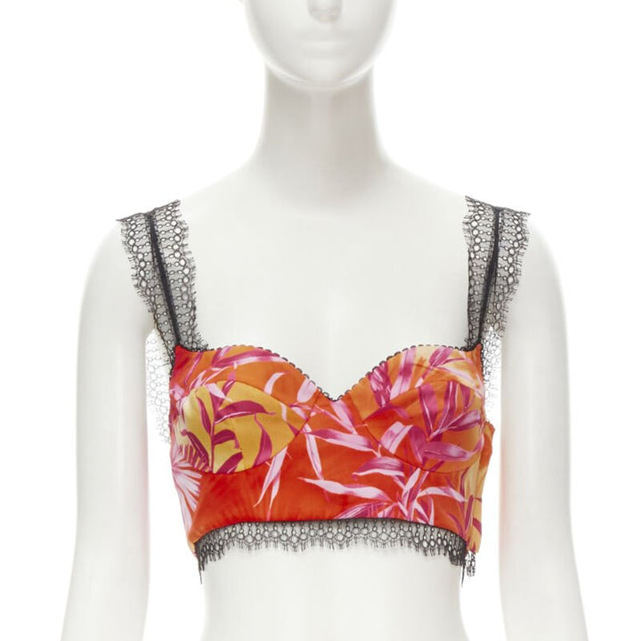 VERSACE 2020 Iconic JLo Jungle print pink tropical bralette IT36 XXS