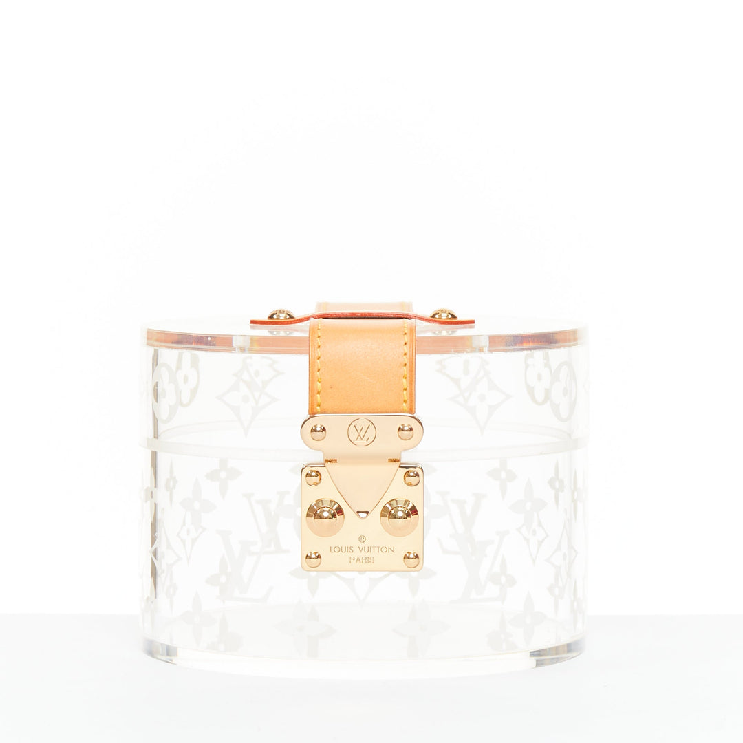 LOUIS VUITTON Box Scott clear monogram plexiglass resin  cylinder trunk case