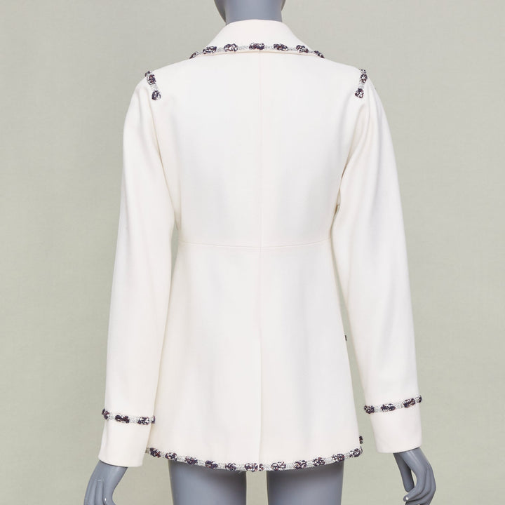 CHANEL 2012 Runway Paris Bombay embroidered double breasted knit jacket FR36 S