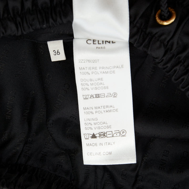 CELINE black nylon side stripe embroidered logo drawstring track pants FR36 S