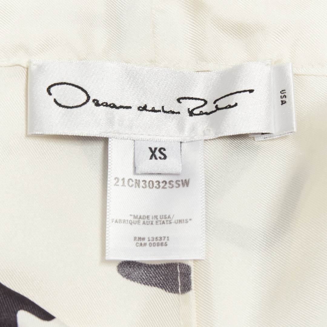 OSCAR DE LA RENTA 2021 100% silk white black graffiti tapered pants XS