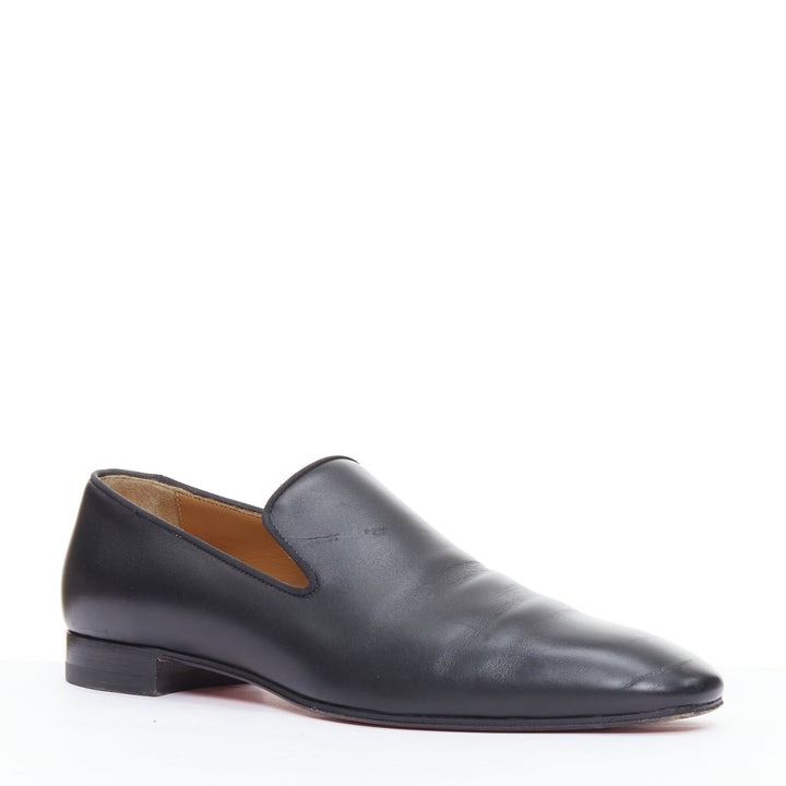 CHRISTIAN LOUBOUTIN Dandelion black smooth leather slip on  loafers EU40.5