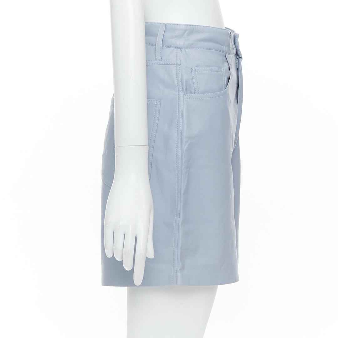 NANUSHKA powder blue vegan leather high waist shorts S