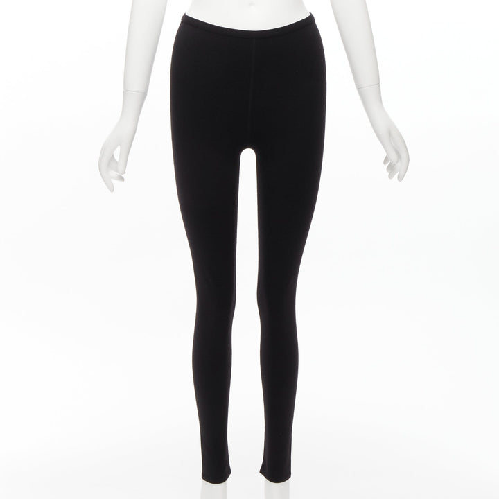 ALAIA black wool blend minimal classic soft skinny long legging FR38 M