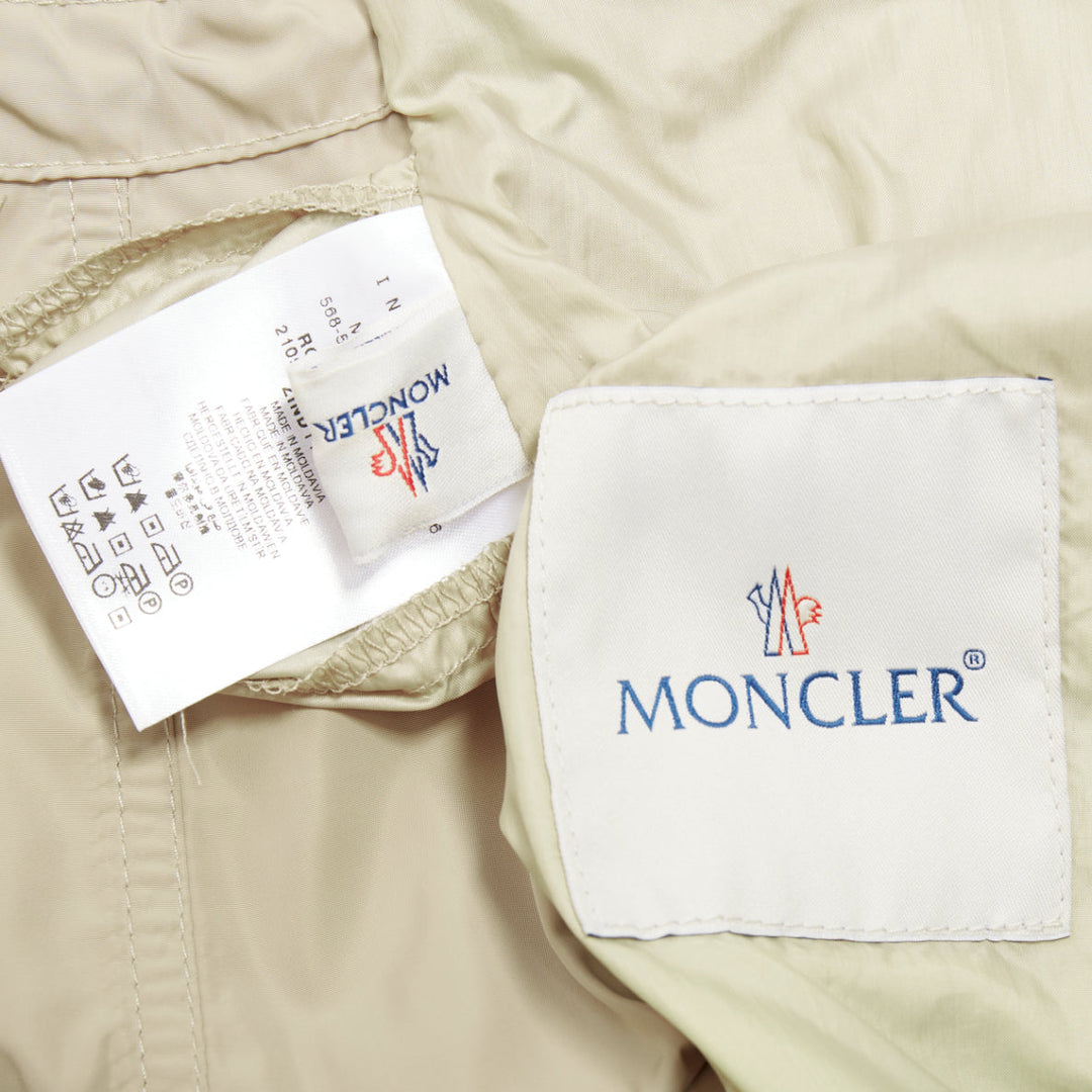 MONCLER Roxane Giubotto beige nylon military cargo pocket jacket Sz.0 XS