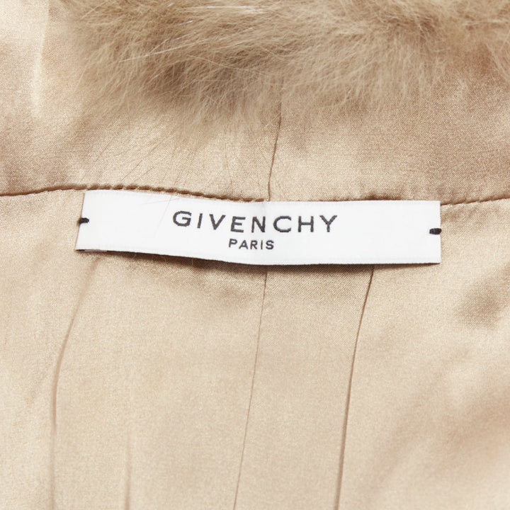 rare GIVENCHY beige Astrakan fur feather sleeves cropped bolero jacket