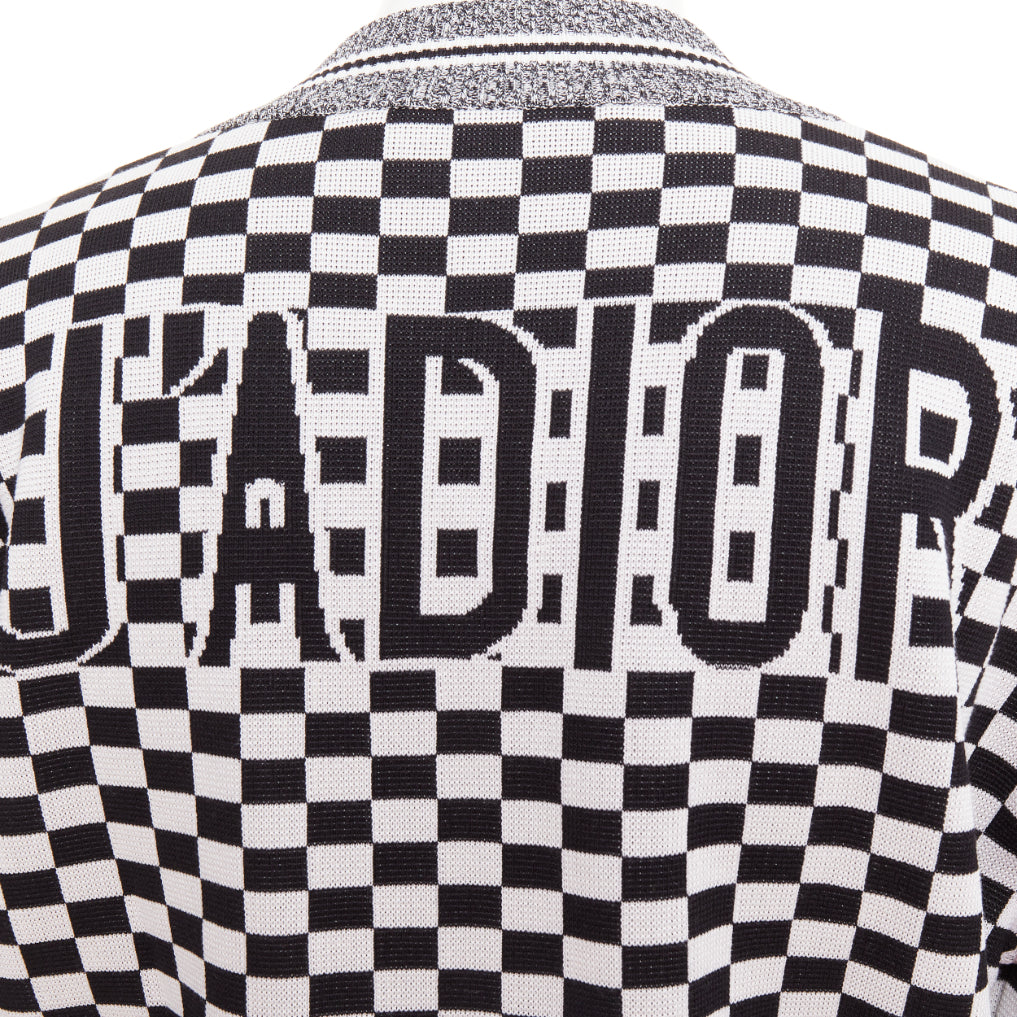 CHRISTIAN DIOR 2018 J'ADior black checkered silk cotton zip up jacket FR38 M