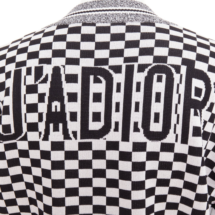CHRISTIAN DIOR 2018 J'ADior black checkered silk cotton zip up jacket FR38 M