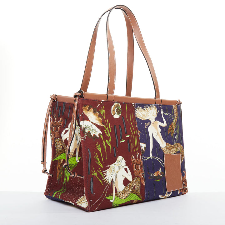 LOEWE 2020 PAULA'S IBIZA Mermaid Medium Cushion Tote printed canvas shoulder bag