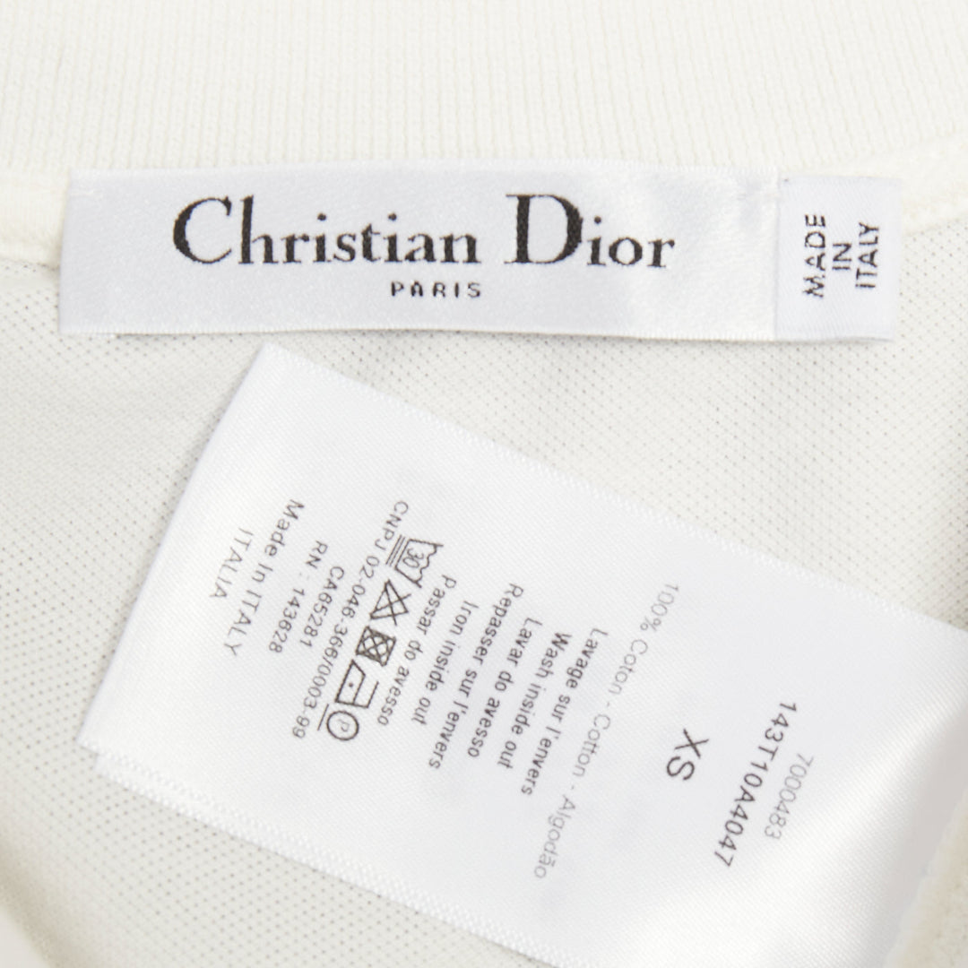 DIOR Dioriviera Signature Band white cotton navy striped intarsia polo shirt XS