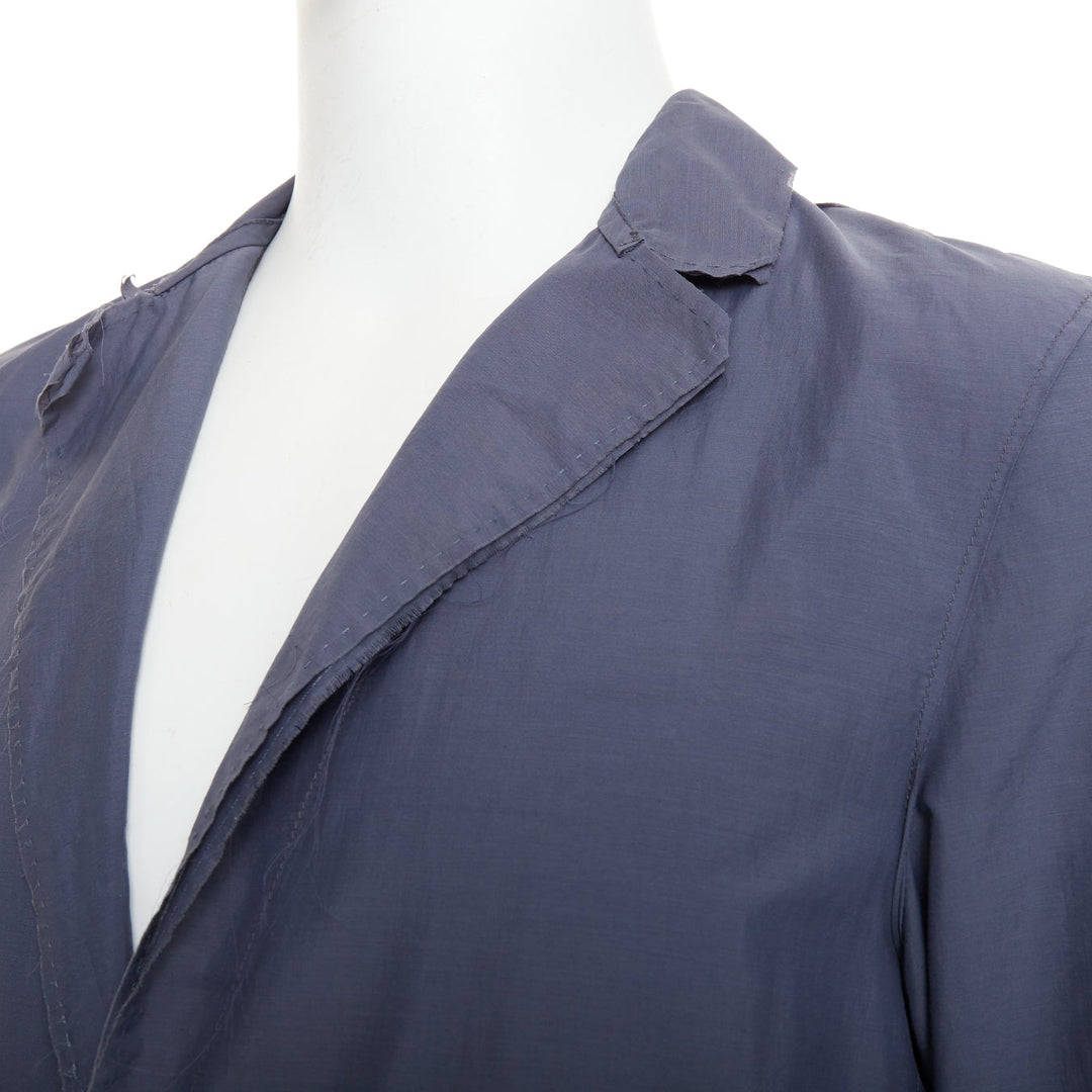 LANVIN navy light double layer fabric raw edge casual blazer jacket FR46 S