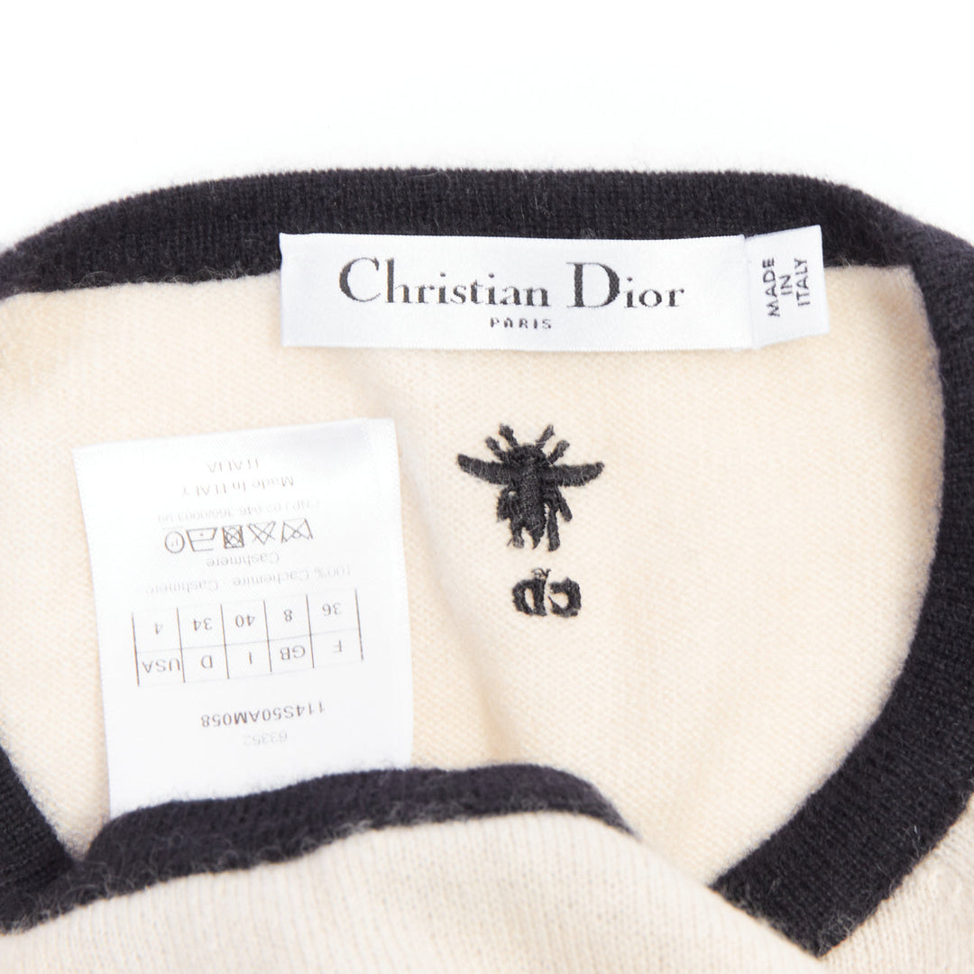 DIOR 100% cashmere pink grey HOPE star raglan sweater FR36 S