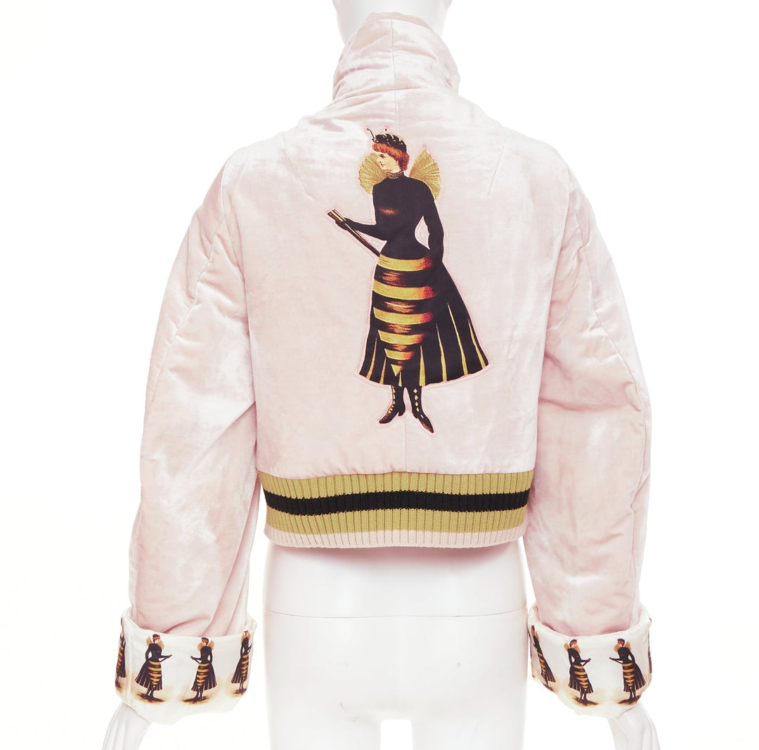 UNDERCOVER 2017 pale pink fairy graphic velvet blouson crop jacket JP2 M