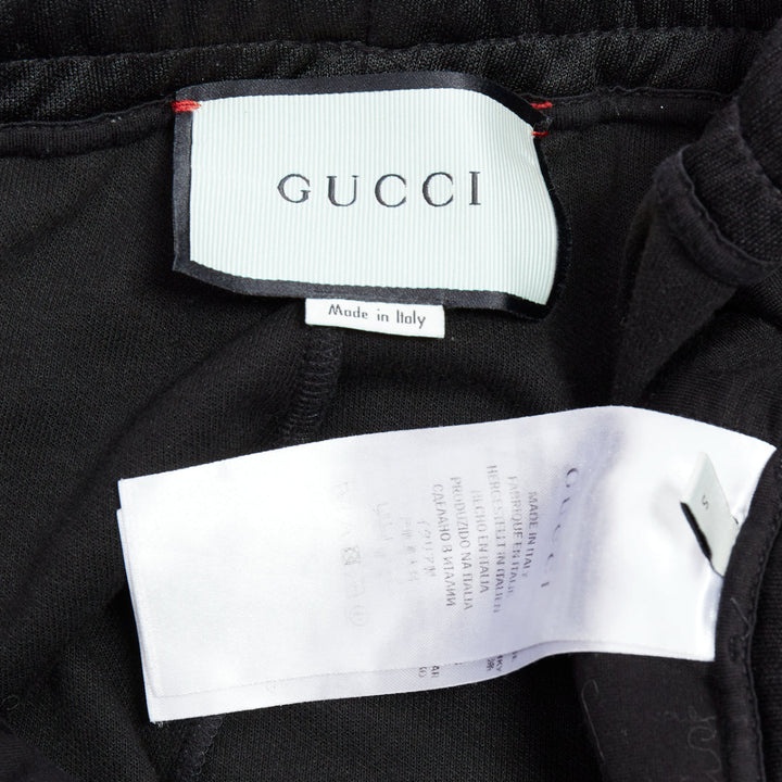 GUCCI black beige red logo tape side jogger track pants S