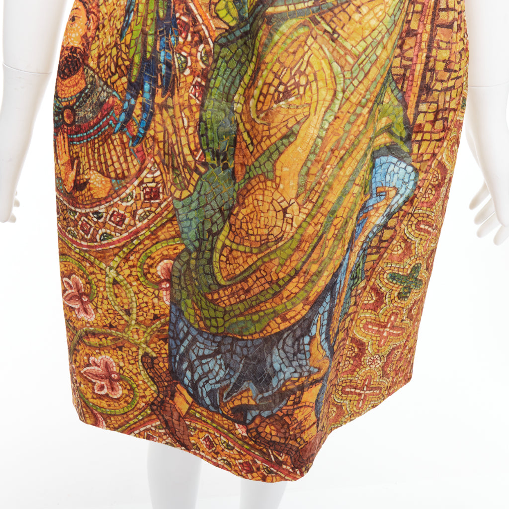 rare DOLCE GABBANA 2013 Runway gold Byzantine mosaic stain glass dress IT36 XXS