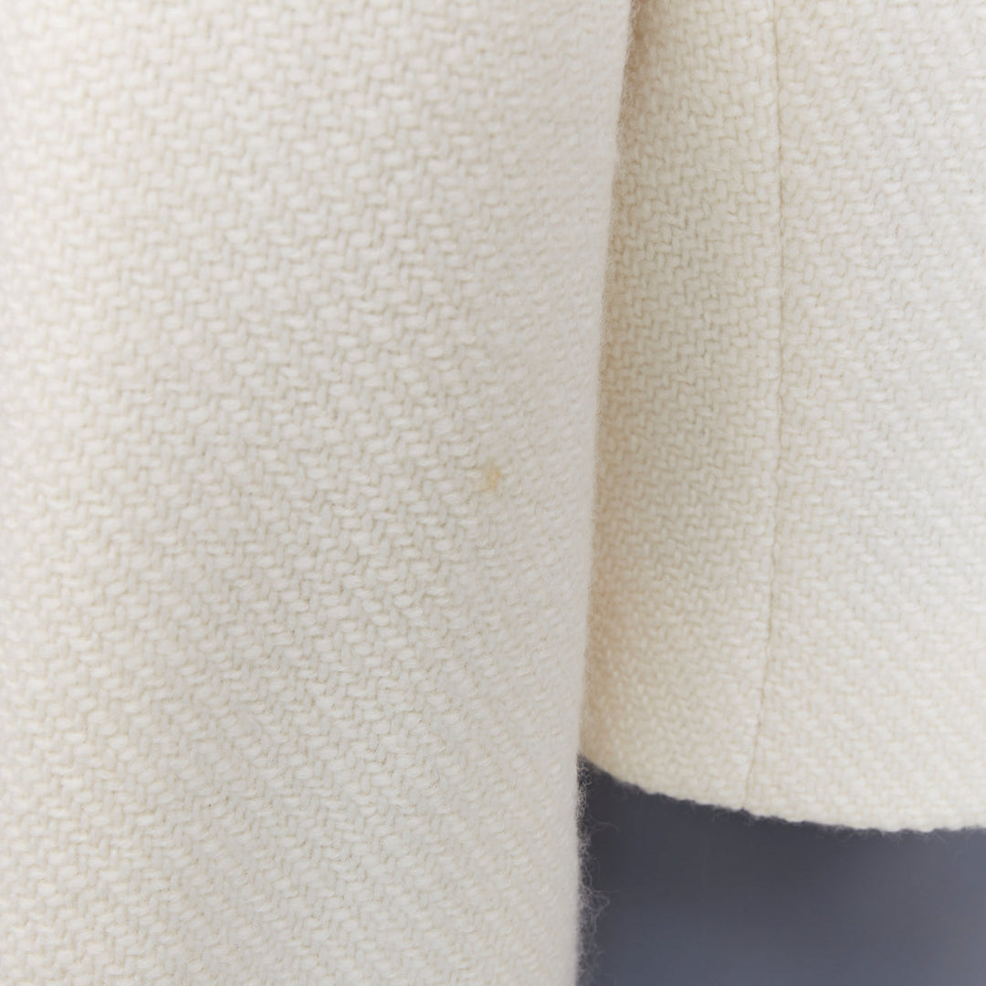 VERONIQUE LEROY 2015 cream textured wool boucle cropped blazer jacket FR36 S