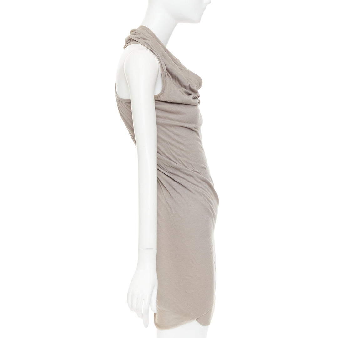 RICK OWENS 2010 Release Tornado grey cotton twisted cowl drape tank top IT40 S