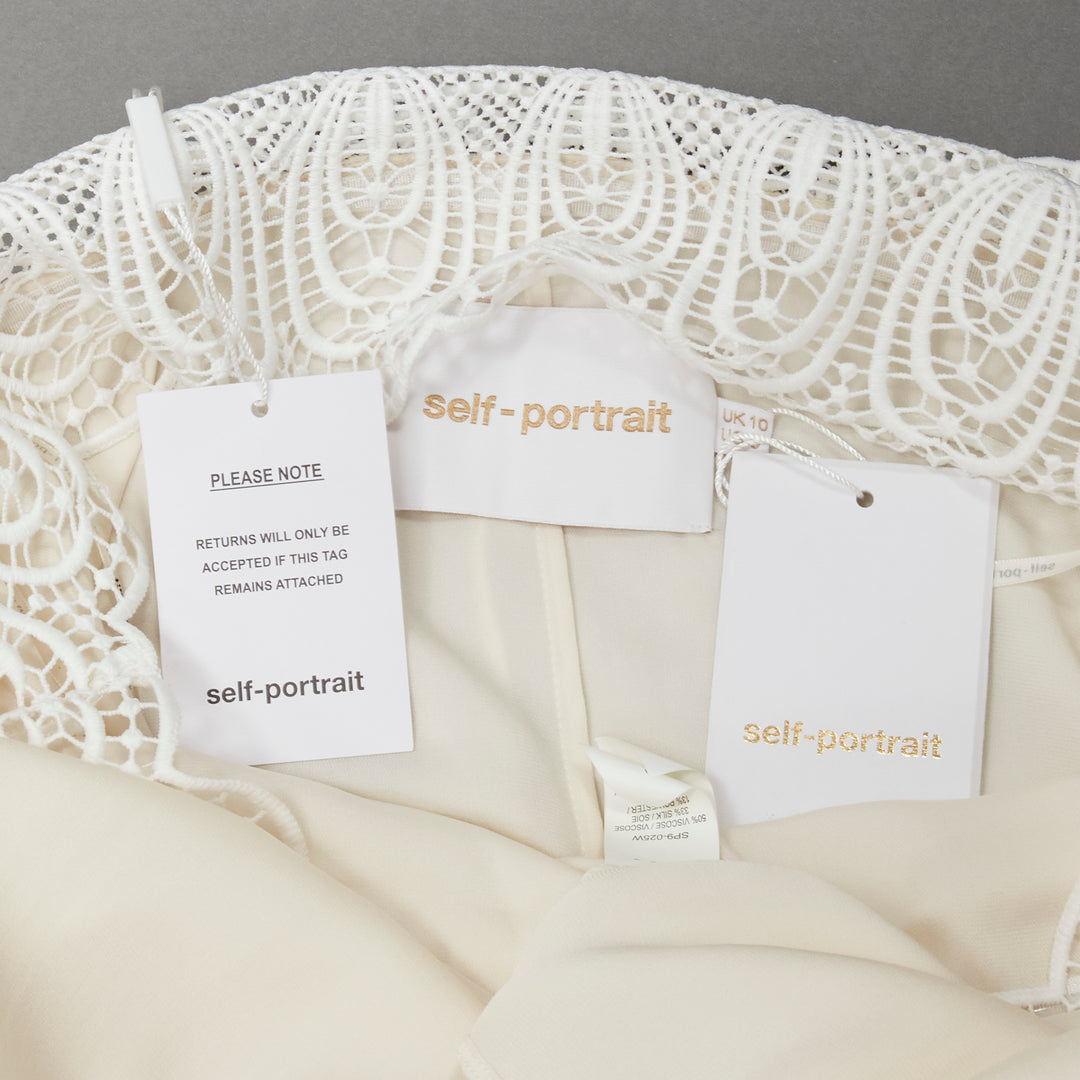SELF PORTRAIT cream lace detail off shoulder wedding dress UK10 M