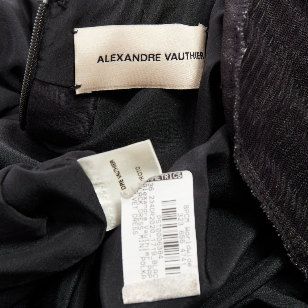 ALEXANDRE VAUTHIER AW2023 Runway black velvet polka dot mini dress