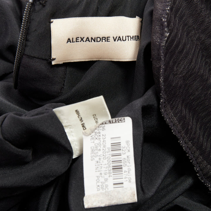ALEXANDRE VAUTHIER AW2023 Runway black velvet polka dot mini dress