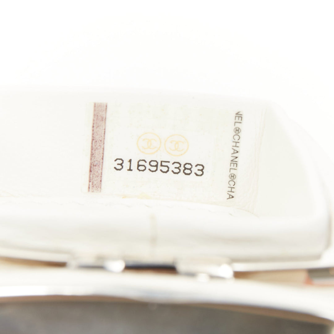 CHANEL 21K Make Up Box Mirror Compact white goatskin minaudiere clutch