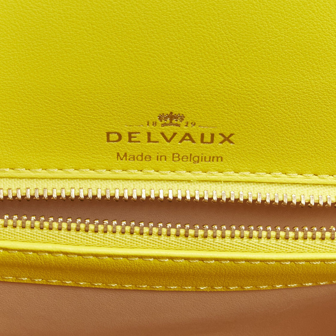 rare DELVAUX Brilliant PM Sunshine Citron yellow scaled leather crossbody bag