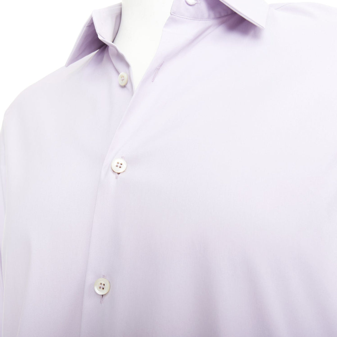 PRADA 2015 lilac purple cotton blend long sleeve button dress shirt EU39 M