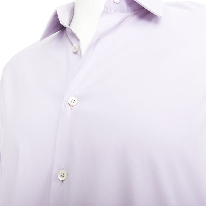PRADA 2015 lilac purple cotton blend long sleeve button dress shirt EU39 M