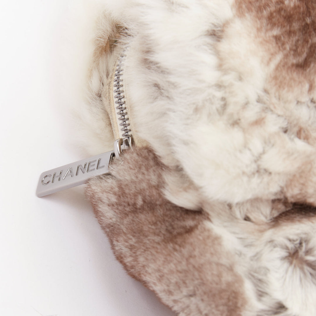 CHANEL 2005 Limited Lapin rabbit fur classic silver CC turnlock shoulder bag