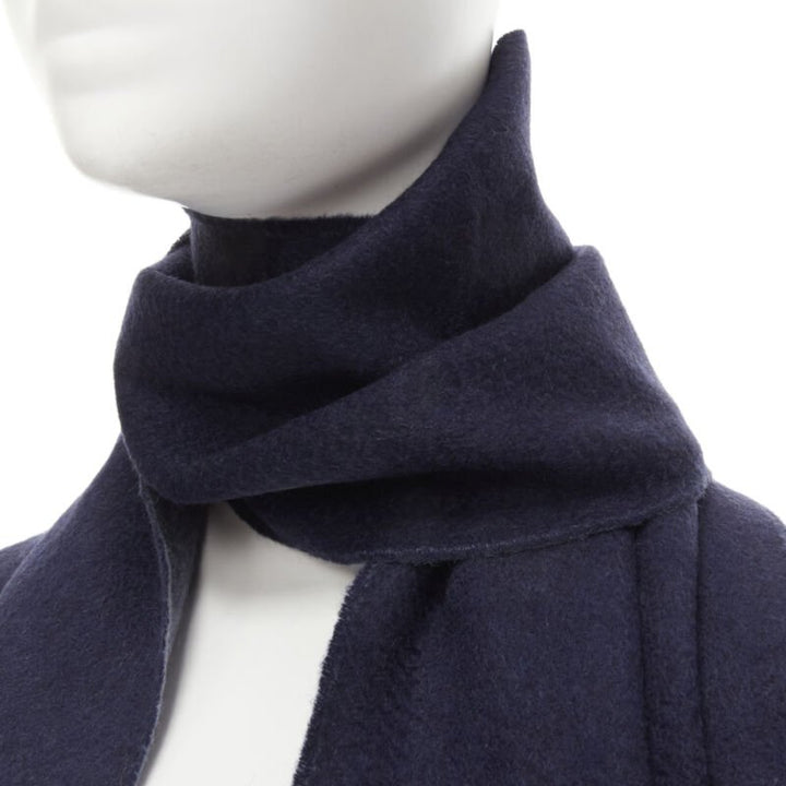 PRINGLE OF SCOTLAND 100% cashmere navy blue tassel fringe scarf