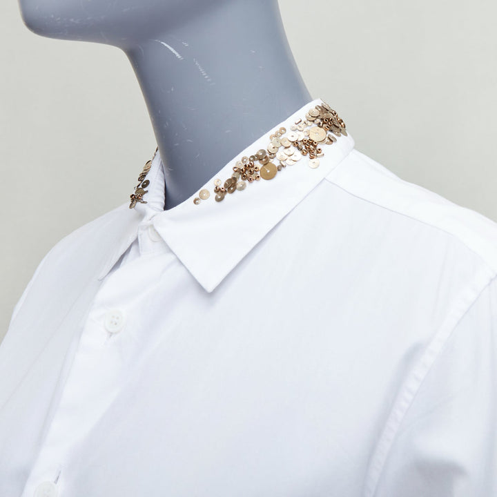 Y'S YOHJI YAMAMOTO white gold sequinned collar popover shirt JP1 S