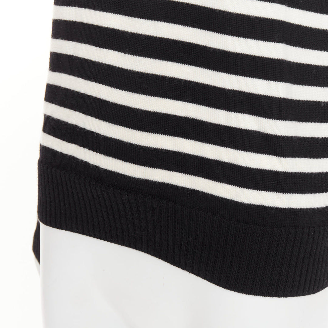 SAINT LAURENT 2017 black white nautical striped button sailor pullover sweater L