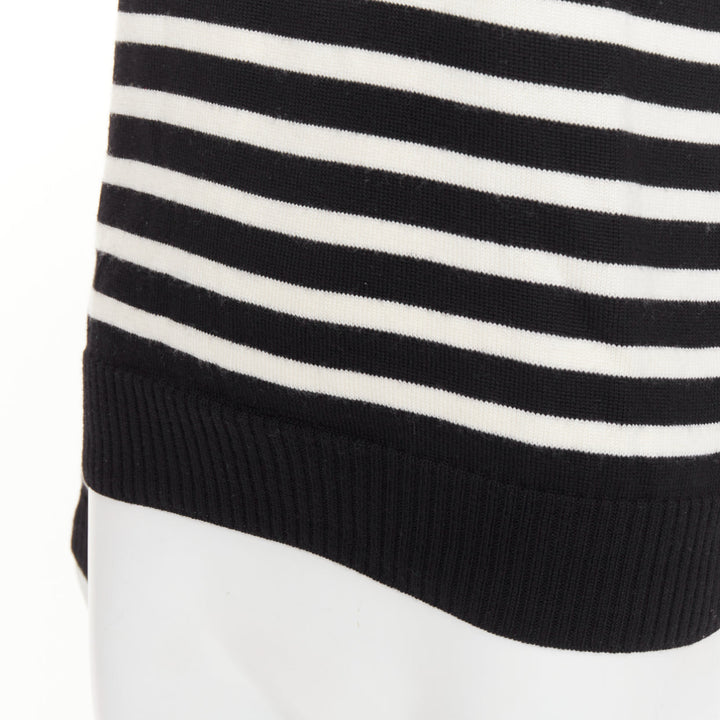 SAINT LAURENT 2017 black white nautical striped button sailor pullover sweater L