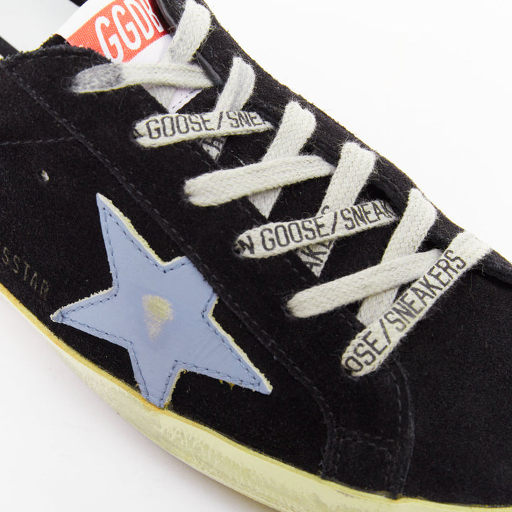 GOLDEN GOOSE GGDB SStar black neon green suede distressed sneakers EU37