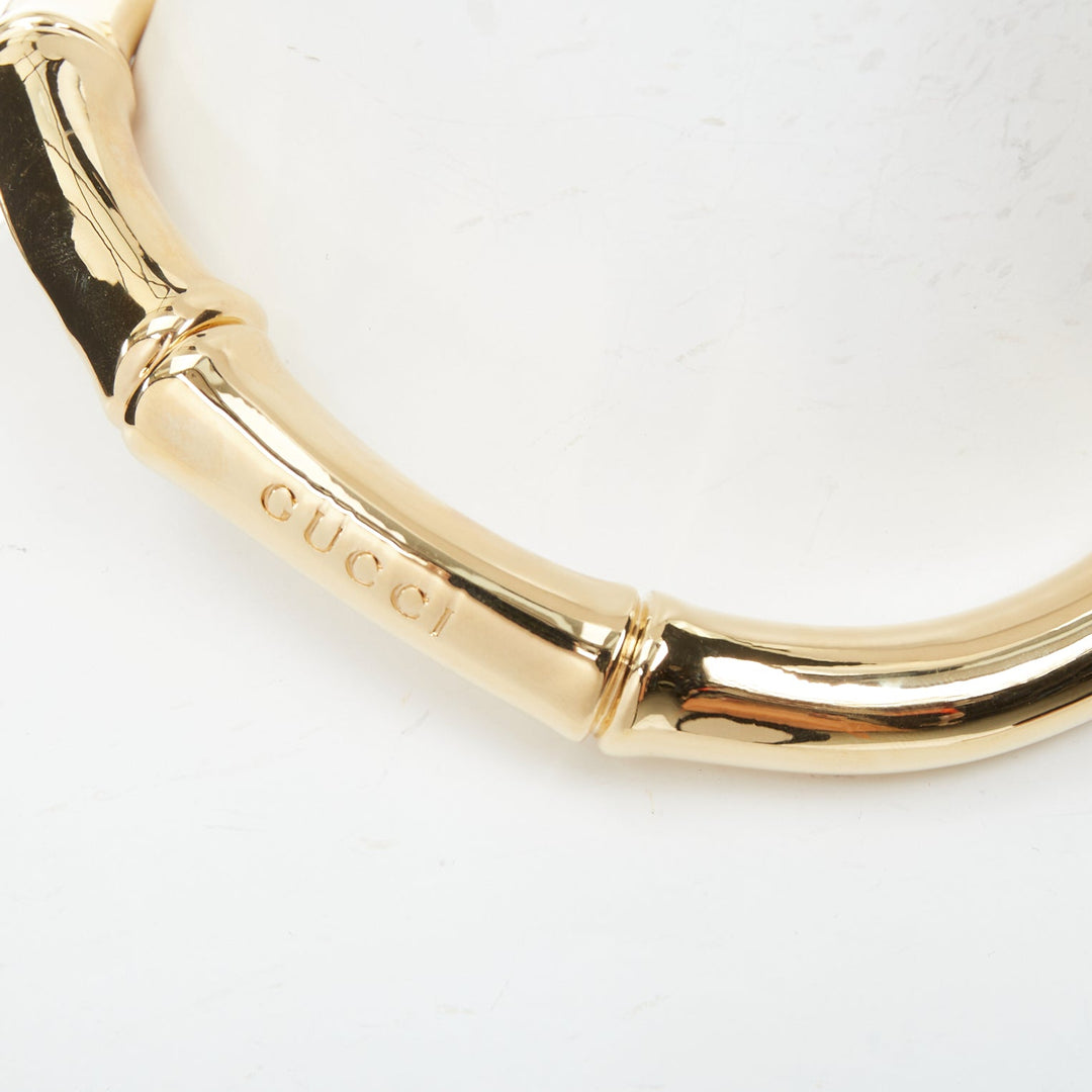 GUCCI 2025 Runway Ancora bamboo motif yellow gold tone brass choker necklace
