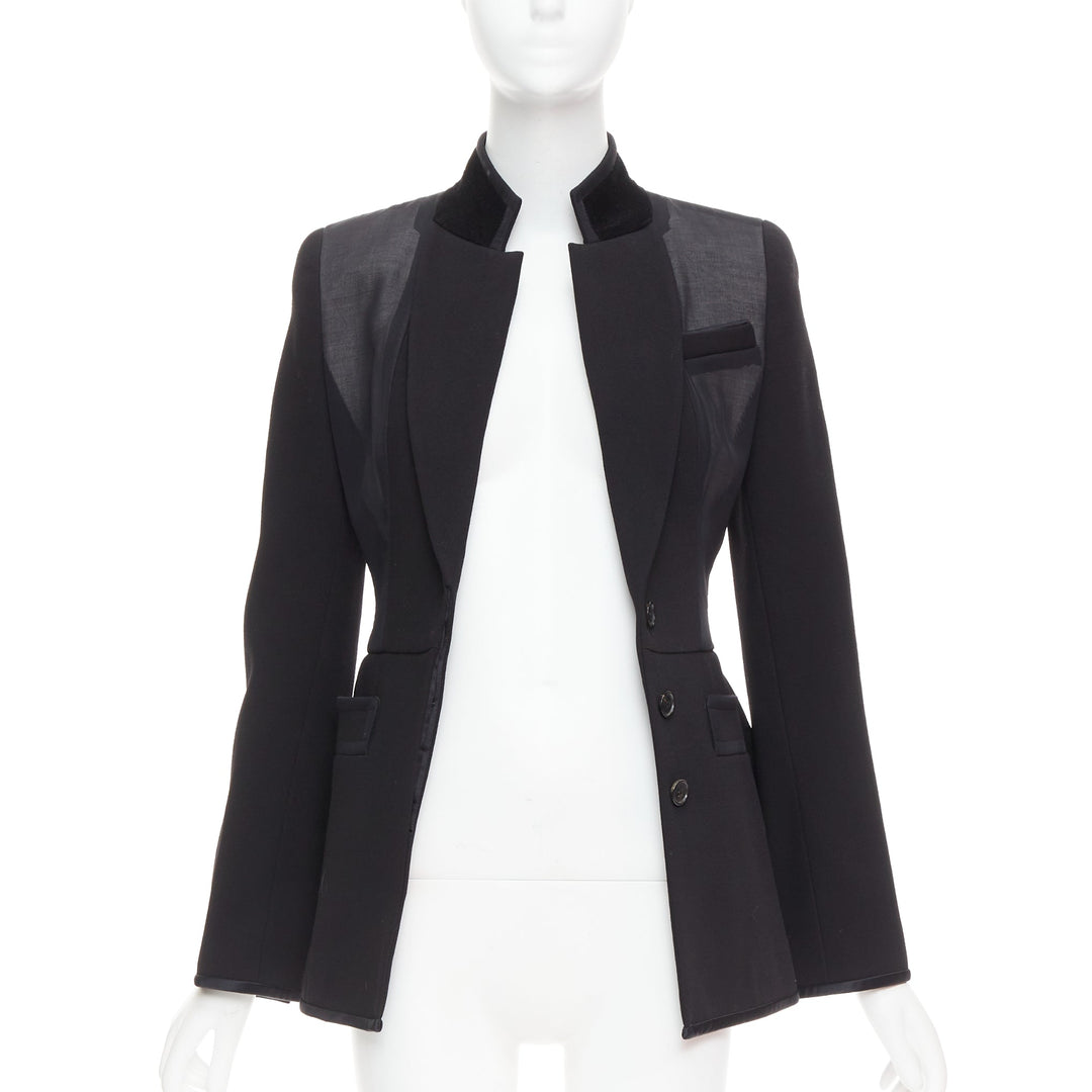 GIVENCHY 2012 Runway black structural sheer overlay peplum blazer