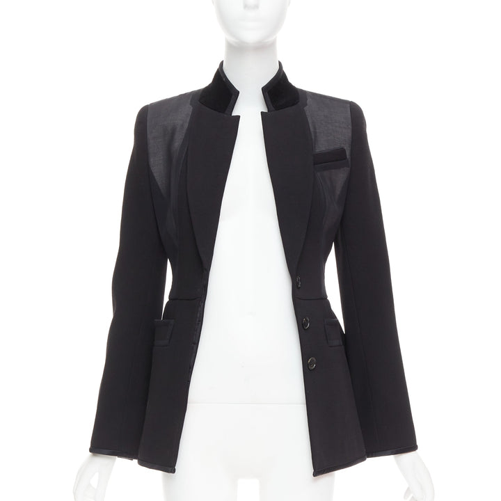 GIVENCHY 2012 Runway black structural sheer overlay peplum blazer