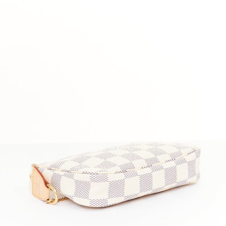 LOUIS VUITTON Mini Pochette Accessoires white damier azur canvas chain bag pouch