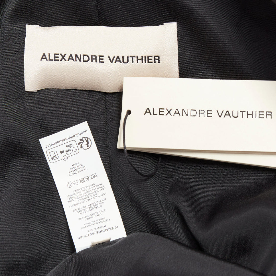 ALEXANDRE VAUTHIER black viscose flap pockets oversized blazer jacket FR40 L