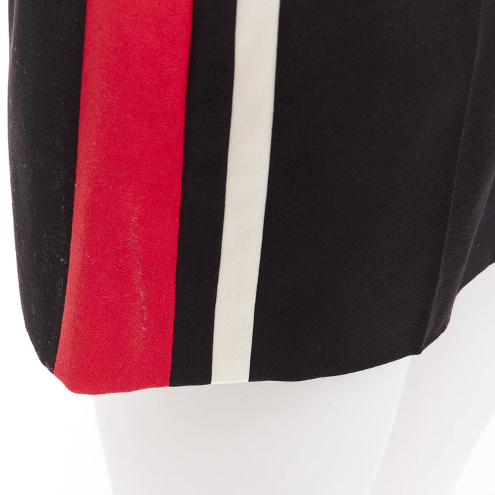 ALEXANDER MCQUEEN 2018 red white stripe black virgin wool wide shorts IT38 XS