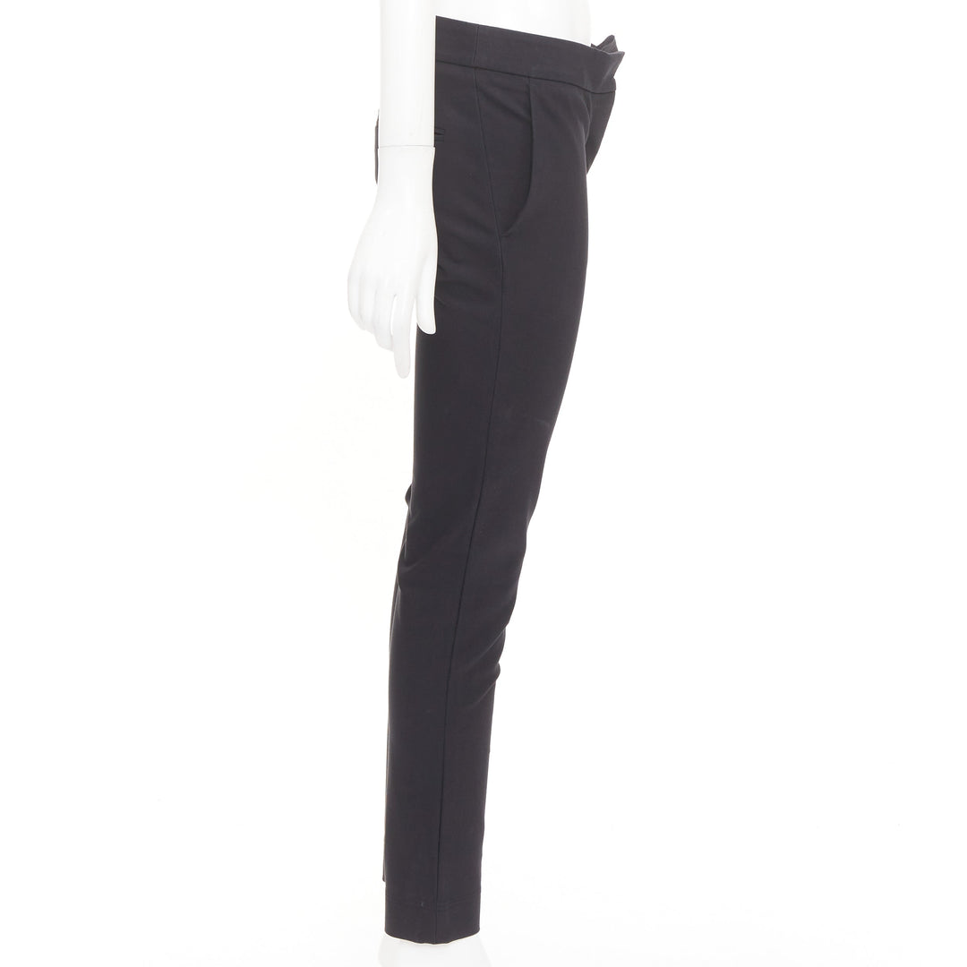 STELLA MCCARTNEY black cotton blend slash pockets cigarette trousers IT38 XS